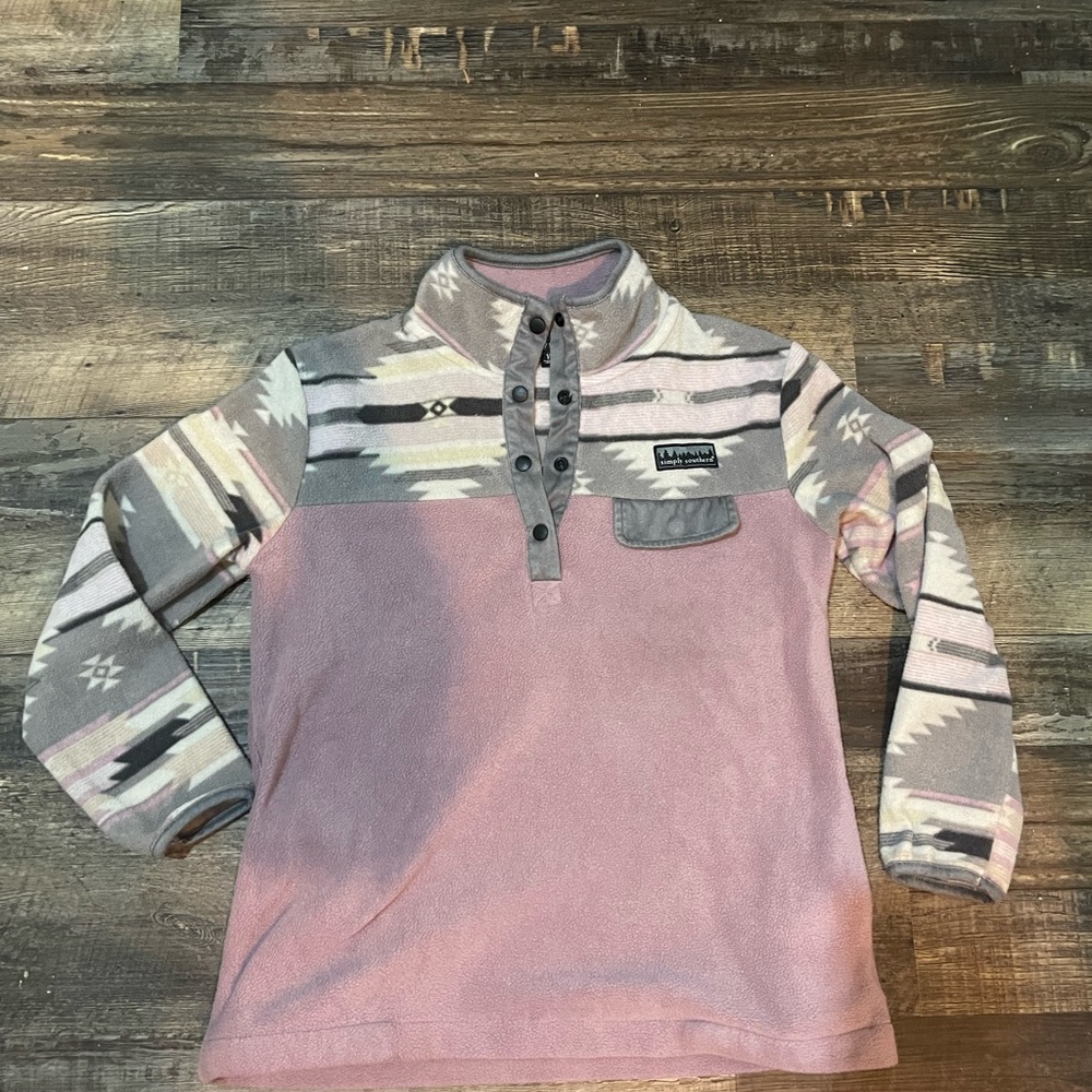 Simply Southern Kids Pink and Gray Patterned Sweater